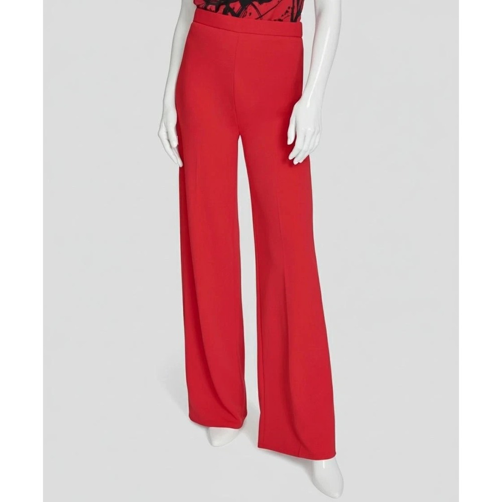 Halston Easy Mid-Rise Pull-On Wide-Leg Pants Womens XL Red Stretch HS4G1AFP